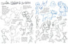 A page from "Creatures and Characters" by Schiffer Publishing, Ltd. features pencil sketches of monsters, dinosaurs, dragons, and humanoids with handwritten drawing tips—ideal for a children's art book.