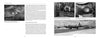 A two-page spread from "The Neutron's Long Shadow" (Schiffer Publishing, Ltd.) features black-and-white photos: a bomb crater, electronics, a Manhattan Project bomb on a trolley, an aircraft nose, and a plane on the runway with text below and beside the images.