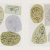 Classic Tattoo Stencils by Schiffer Publishing, Ltd. features hand-drawn sketches of roses, hearts, banners, and stars on colored paper, grouped on a white background in a vintage American tattoo style.