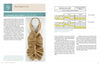 A spread from "3-D Hand Loom Weaving" by Schiffer Publishing, Ltd. features a step-by-step ruffled neckpiece project with handweaving instructions, colored charts, and a center photo of the finished tan textured scarf.