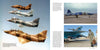 On the left page of TOPGUN by Schiffer Publishing, Ltd., four fighter jets fly in formation; on the right, two photos show parked jets—one with a pilot in flight gear, illustrating elite US Navy Fighter Weapons School tactics.