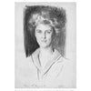 Black and white sketch of a woman with short, wavy hair and a collared shirt. This signed 1921 drawing from "North Shore Lore" by Schiffer Publishing, Ltd. captures the spirit of North Shore history.