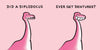 A smiling cartoon diplodocus and large dentures on a pink background illustrate Schiffer Publishing, Ltd.’s “Did Dinosaurs Have Dentists?”—perfect for a dinosaur dental health picture book. Text above asks: Did a diplodocus ever get dentures?.
