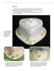 Sugar Art by Schiffer Publishing, Ltd. features a heart-shaped cake adorned with white lace-like icing, pink ribbon, and pastel flowers, highlighting skillful cake decorating. A close-up shows a smaller matching heart-shaped cake.