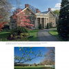 Chateau Country by Schiffer Publishing, Ltd. showcases a grand stone house with white columns behind a circular drive, green lawns, and blooming trees; below is a fenced pasture on rolling hills with a tree branch in the foreground.