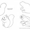 From "Scroll Saw Pictures, 2nd Edition" by Schiffer Publishing, Ltd., four outlined squirrel and frog designs—each shown in simple and detailed versions—ideal as scroll saw patterns or for creating charming cutout art.