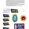 A page in "Graphic Surf" by Schiffer Publishing, Ltd. features text about surfboard foam brands and showcases vintage memorabilia and logos—including Clark Foam, Foss Foam, and Roger’s Foam—arranged along the left and bottom.