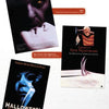 Three horror movie posters from Graphic Horror by Schiffer Publishing, Ltd. are shown: Wolf (two faces close-up), Freddy’s New Nightmare (Freddy Krueger’s clawed hand), and Halloween: The Curse of Michael Myers (eerie illustration).