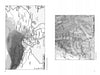 Two black-and-white maps from "Famine, Sword, and Fire" by Schiffer Publishing, Ltd. highlight South and Central Asia—India, China, Tibet—showing the Salween River battle area, WWII Flying Tigers routes, ranges, rivers, borders, and key cities.