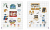 Retro Cross Stitch by Schiffer Publishing, Ltd. features Parisian street scenes—a boy with baguette, bakery, café tables, pastries, bicycle, and flowers—on a gridded background with thread color codes. Ideal for fans of unique cross-stitch designs.
