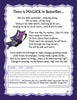 A whimsical page from "Everyday MAGICK for Children of Earth-Based Spiritual Families" by Schiffer Publishing, Ltd. features a poem on a caterpillar's transformation with a purple butterfly, plus reflection and questions—perfect for family magick activities.