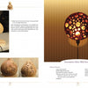 A two-page spread in "Gourd Lights" by Schiffer Publishing, Ltd. shows step-by-step photo instructions for crafting a glowing carved gourd lamp, with materials and tips for decorative lighting projects.