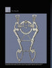 The Ring Bit by Schiffer Publishing, Ltd. is an ornate medieval German ring bit with intricate engravings, decorative designs, two jointed side pieces, and central rings, beautifully displayed against a solid background.