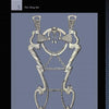 The Ring Bit by Schiffer Publishing, Ltd. is an ornate medieval German ring bit with intricate engravings, decorative designs, two jointed side pieces, and central rings, beautifully displayed against a solid background.
