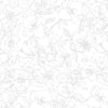Intricate light grey floral sketches of various flowers and leaves form a delicate, detailed pattern on white watercolor paper in Painterly Days by Schiffer Publishing, Ltd.