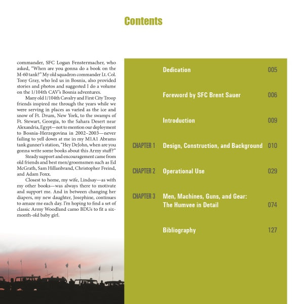 A page from Schiffer Publishing, Ltd. showcases the Humvee, a renowned military tactical vehicle recognized for its durability and battlefield versatility.