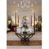 Elegant bedroom styled for a Decorator Showhouse, featuring a canopy bed, mirrored nightstands, chandelier, and cozy details. "Showhouses 2" by Schiffer Publishing, Ltd. completes this softly lit interior design sanctuary.