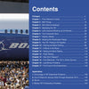 Table of contents page for "The Boeing 787 Dreamliner" by Schiffer Publishing, Ltd., with a blue background showing chapter titles and page numbers. The left side features a wide-body Boeing airplane and a crowd gathered below.