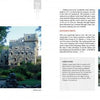 A two-page spread in Notorious New England by Schiffer Publishing, Ltd. explores Gillette’s Castle in Connecticut, featuring photos of its stone walls, wooded grounds, eerie archway, and shadowy outdoor walkway.