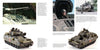 A Schiffer Publishing, Ltd. spread features detailed photos of M2/M3 Bradley vehicles, with close-ups of exteriors and a soldier in a hatch, accompanied by captions and technical details.