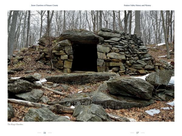 The cover of "Hudson Valley History and Mystery" from Schiffer Publishing, Ltd. features a stone chamber built into a hillside in a leafless forest, with snow and leaves on the ground—evoking haunting Hudson Valley legends.