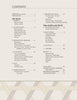 Table of contents page from "Hex Weave & Mad Weave" by Schiffer Publishing, Ltd., with chapters on materials, triaxial weaving, design, color effects, lavish weaves, hex/twill-based patterns, mandalas, projects; geometric border at bottom.