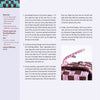 An instructional page from Schiffer Publishing, Ltd.'s Knot Design features step-by-step written instructions, a materials list, a difficulty rating, and photos of hands weaving and attaching a clasp to create a blue, brown, and pink macrame eyeglasses case.