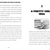 Two pages from Samantha Hansen Has Rocks in Her Head (Schiffer Publishing, Ltd.): The left introduces the rock-loving scientist. The right begins chapter 8, "A Pretty Great Idea," with an illustration of a girl on a bridge over a stream.