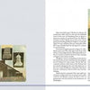 A spread from "Greetings from Gettysburg" by Schiffer Publishing, Ltd. features vintage photos: black-and-white house images with portraits on the left, a colorized group at a tent on the right, and evocative text surrounding the images.