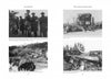 A two-page spread from "Days of Perfect Hell" by Schiffer Publishing, Ltd. features four black-and-white WWI photos—soldiers standing, wounded carried, a wrecked cart with dead horses, and an overturned vehicle—each with a brief caption.