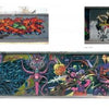 A collage of five murals from "Beijing Graffiti" by Schiffer Publishing, Ltd., highlights Chinese street art with colorful abstract designs, fantastical creatures, and stylized characters in vibrant blue, orange, pink, yellow, and green.