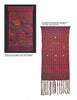 The Art of Weaving by Schiffer Publishing, Ltd. features two woven wall hangings: one with abstract patterns in red and purple, the other with vertical lines and circular accents, both displaying various hand-weaving techniques and fringed edges.