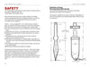 Two pages from the Schiffer Publishing, Ltd. Guide to Knife & Ax Throwing: the left page covers safety tips, while the right defines parts of a throwing knife with labeled diagrams detailing the knife’s dimensions and components.