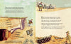 Illustrated pages from "Sticks ’n’ Stones ’n’ Dinosaur Bones" by Schiffer Publishing, Ltd. show a thrilling fossil hunt, with people digging up a giant femur and other fossils, while workers above carry equipment and examine unearthed bones. Text appears on both pages.