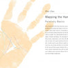 A page from "Your Health in Your Hands" by Schiffer Publishing, Ltd. displays a beige handprint with colored lines, explaining palm reading basics and how hand analysis can reveal insights about health and personality.