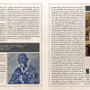 The magazine spread for "Freaks of Sideshow and Film" by Schiffer Publishing, Ltd. displays text columns, vintage portraits, and a striking blue-faced performer, highlighting the stories of circus figures like Horace Ridler and Nora Hildebrandt.