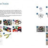 Two catalog pages from Schiffer Publishing, Ltd. display Floral Accessories, including ribbons, wires, beads, and tools for bouquets or floral design. Images of labeled sections show tools, ribbons, and embellishments for easy browsing.