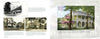 A two-page spread from Newport Mansions by Schiffer Publishing, Ltd. shows vintage postcards and historic photos of local homes on the left, with a large color image of a restored Victorian house and trees on the right, each with descriptive text.