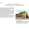 A page from "Greetings from Charlottesville, Virginia, and Albemarle County" by Schiffer Publishing, Ltd. showcases local accommodations with a historic photo of the Monticello Hotel and notes on Albemarle County history.