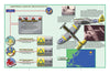 Battle Colors Volume VI by Schiffer Publishing, Ltd. showcases the 57th Fighter Group with a large P-47, tactical aircraft markings, unit insignias, text boxes, historical photos, and a coastal map in the lower right corner.