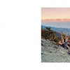 A scenic photo of a mountain slope in the Sierra Nevada under a pastel sunset features a fallen tree and distant peaks. "High Sierra" by Schiffer Publishing, Ltd. is displayed on the left against a white background.