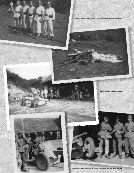 Combat Operations of the German Ordnungspolizei, 1939-1945" by Schiffer Publishing, Ltd. features four rare black-and-white photos of German Ordnungspolizei soldiers training with machine guns and anti-tank guns during WWII exercises.