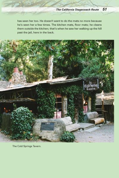 In front of a rustic wooden building labeled The Cold Springs Tavern, trees and greenery evoke haunted California legends. Discover more in "Spiritland: Ghosts of California's Central Coast" by Schiffer Publishing, Ltd.