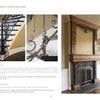 Two photos from *Ironwork Today 4* by Schiffer Publishing, Ltd.: Left shows a metal staircase railing with swirling designs; right displays a fireplace featuring ornate iron art over a wooden mantel—both highlight intricate metalwork.