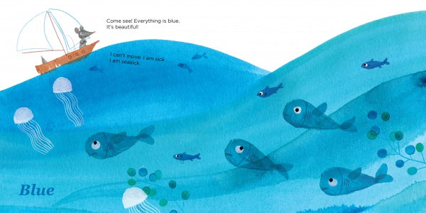 In Schiffer Publishing, Ltd.’s “Lili’s Colors,” a gray mouse sails on blue waves teeming with sea life. Perfect for young readers, this picture book explores colors and shapes as Lili the mouse exclaims, "I am seasick!.