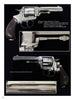 Three close-ups of Webley Solid Frame Revolvers, showcasing the barrel, grip, trigger, and detailed engravings—an ideal collectible for enthusiasts, as featured by Schiffer Publishing, Ltd.