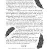 A page from "Supernatural Pittsburgh and Its Suburbs" (Schiffer Publishing, Ltd.) tells of Jean, feathers, chickens, and haunted Pittsburgh, bordered by three illustrated black-and-white feathers on the right and lower left.