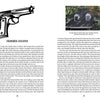 A spread from "Hollywood Obscura" by Schiffer Publishing, Ltd. shows a handgun illustration above PARANORMAL ASSOCIATION on the left, and a house's roof and windows with caption and main text on the right.