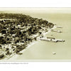 Aerial view image of Colonial Beach, Virginia on the Potomac River, with beachfront buildings, boats, and piers; features a vintage 1930s postcard style. Product from Schiffer Publishing, Ltd.