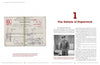 On the left page of "German Military Travel Papers of the Second World War" by Schiffer Publishing, Ltd., a vintage German document with handwritten notes appears; the right page shows “The Details of Paperwork,” text, and a photo of a man in uniform.